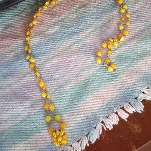 Yellow and Orange Beaded Floral Vintage Necklace